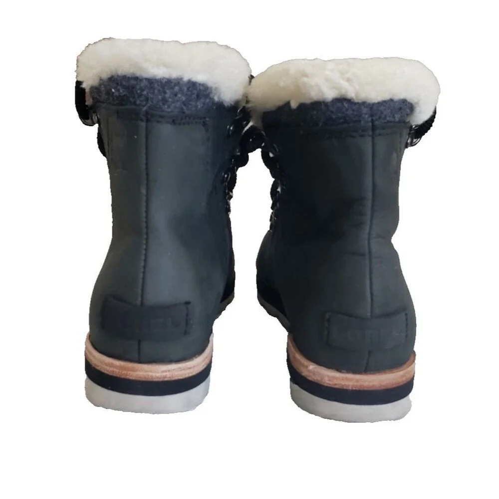 Sorel Womens Sneakchic Alpine Holiday Shearling Waterproof Boots 7 Black Joan